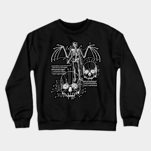 Anatomy Of A Vampire Skull w Fangs, Bat Wings & Skeleton Crewneck Sweatshirt